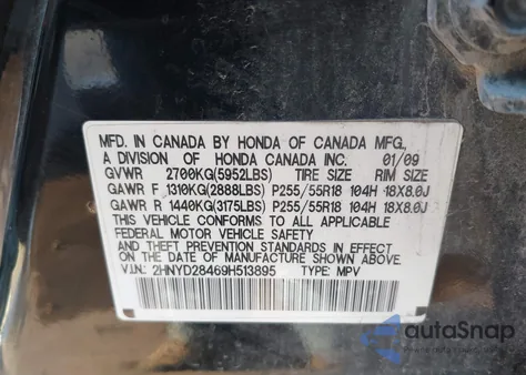 2009 Acura Mdx Technology Package from USA, damaged, VIN 2HNYD28469H513895